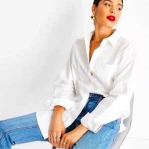 Kahlana Barfield Brown white button down Shirt